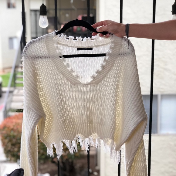 Loose ripped v neck sweater Clearance
